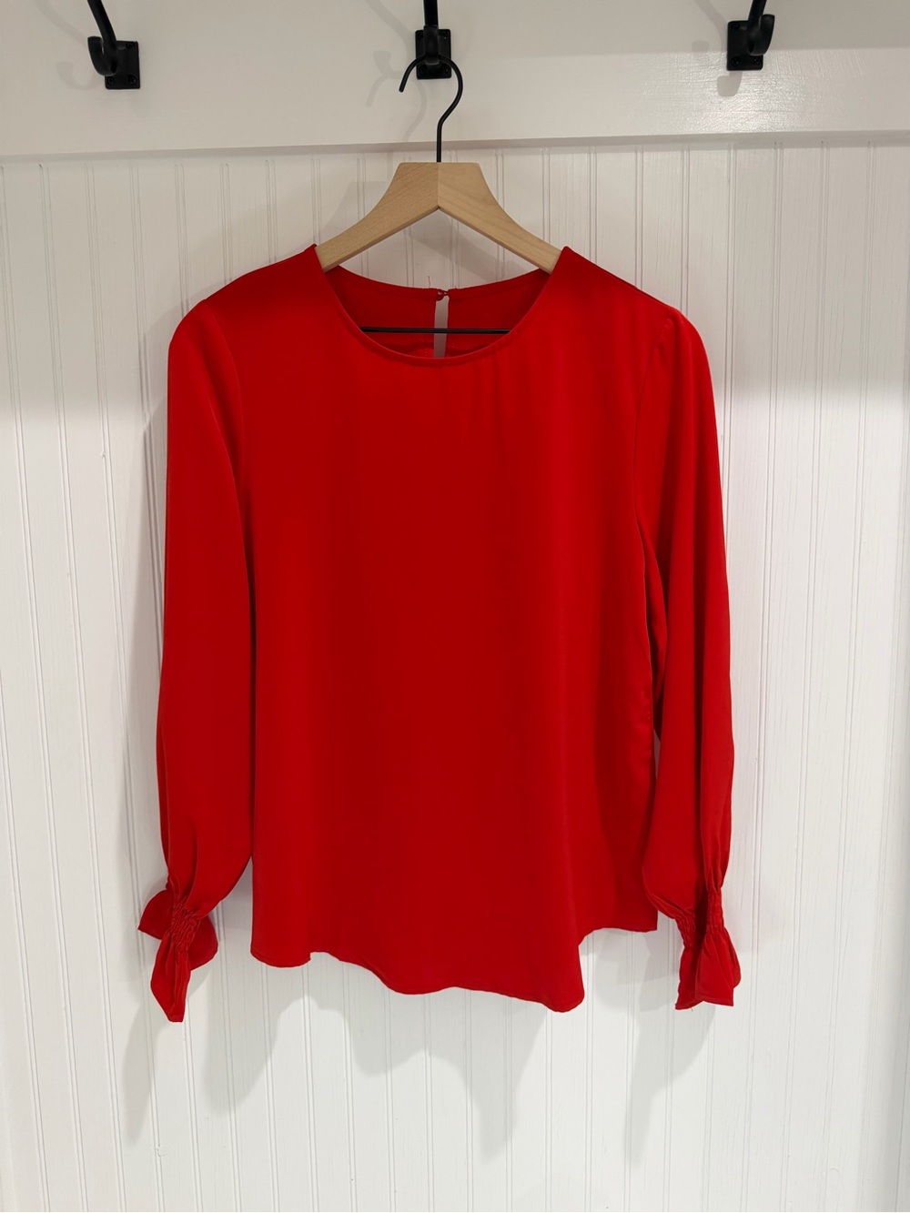 Red Ruffle Sleeve Blouse Game Day Top Size Small